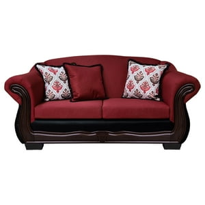 América Decora - Sofá Con Resorte Estructura Búfalo 3 Personas Chenille+Pu Rojo