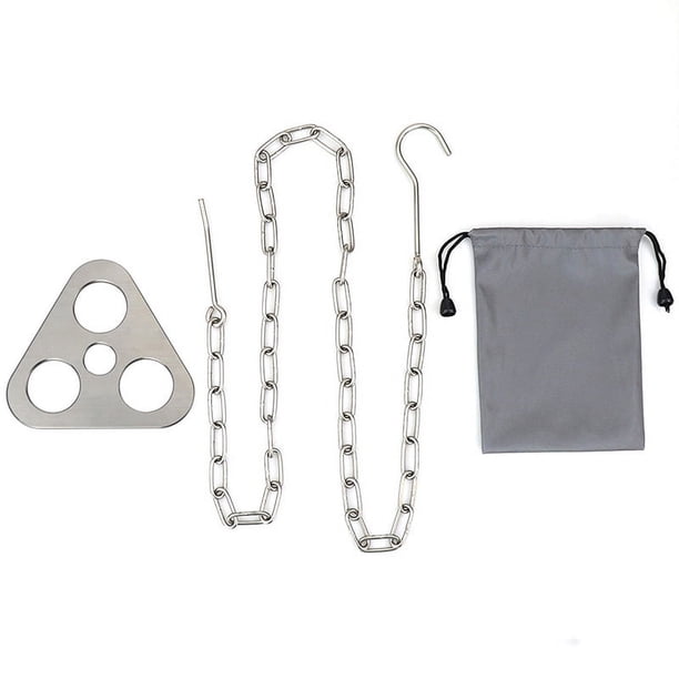 Experience the Ultimate Outdoor Cooking with our Silver Stainless Steel Picnic Tripod Board - Perfect for Camping and Barbecue Enthusiasts!