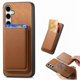 thumbnail image 1 of Funda de Cuero Magnética con Tarjetero para Samsung Galaxy S25 Plus Cubierta Delgada Marrón, 1 of 5
