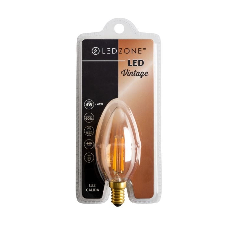 Ledzone Ampolleta Vela Filamento Led 4W