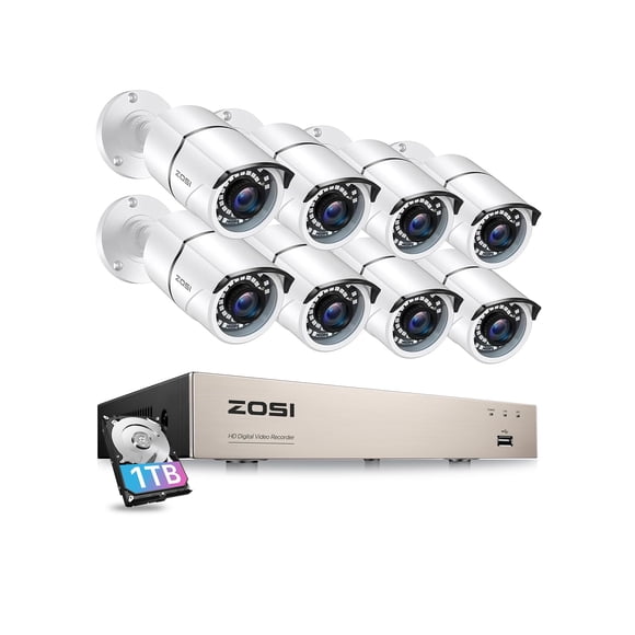 Sistema de cámara de seguridad para el hogar ZOSI 5MP Lite con HDD de 1 TB y DVR de 8 canales