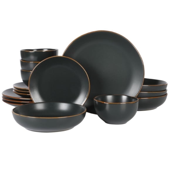 Juego de vajilla Gibson Home Hazeltine de 16 piezas de gres negro
