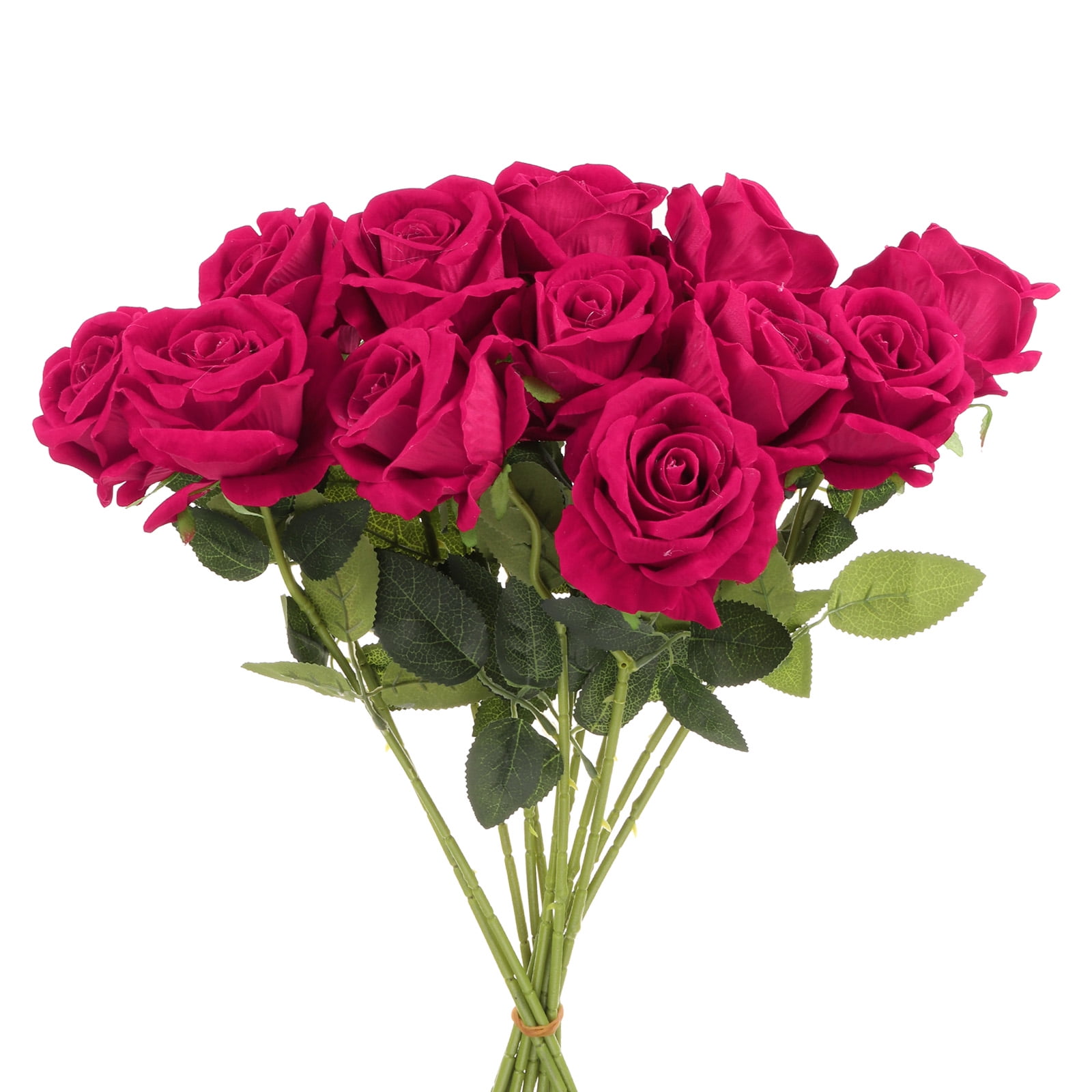 Rosas Artificiales Uxcell Terciopelo Rojo 12 Piezas