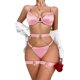 thumbnail image 1 of Conjunto de Lencería Rosa de Satén con Cadenas y Arnés – Tallas M y L, 1 of 5