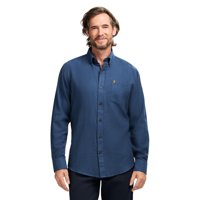 Camisa Izod Stratton De Franela Para Hombre Manga Larga - Azul Marino