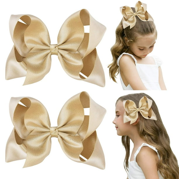 2 Lazos Para El Pelo Grandes De 15 Cm Hechos A Mano Con Brillantina Y Pinzas De Cocodrilo, Accesorios Para El Cabello Para Niñas Pequeñas, Adolescentes Y Niños Pequeños. Juego De 2.