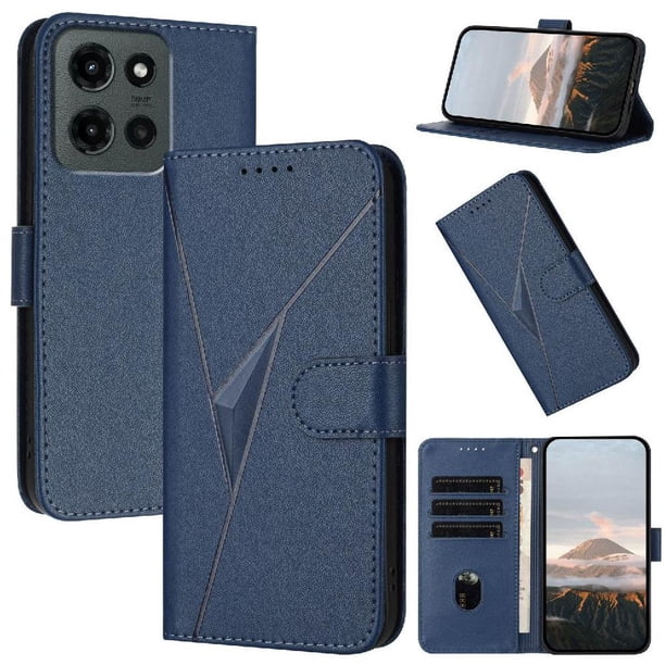 Funda Cartera Fibra de Carbono para Motorola Moto G Stylus 2025 con Soporte y Cierre Magnético Azul