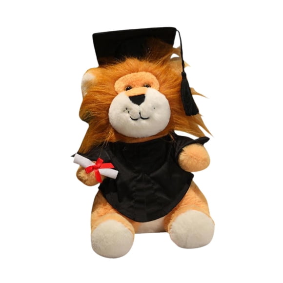 Graduation Lion Doll Crafting Animal Relleno Para Amigos Favores De Fiesta De Dormitorio Negro