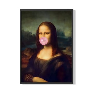 Creango - Cuadro Poster Enmarcado Mona Lisa Comiendo Chicle Decorativo