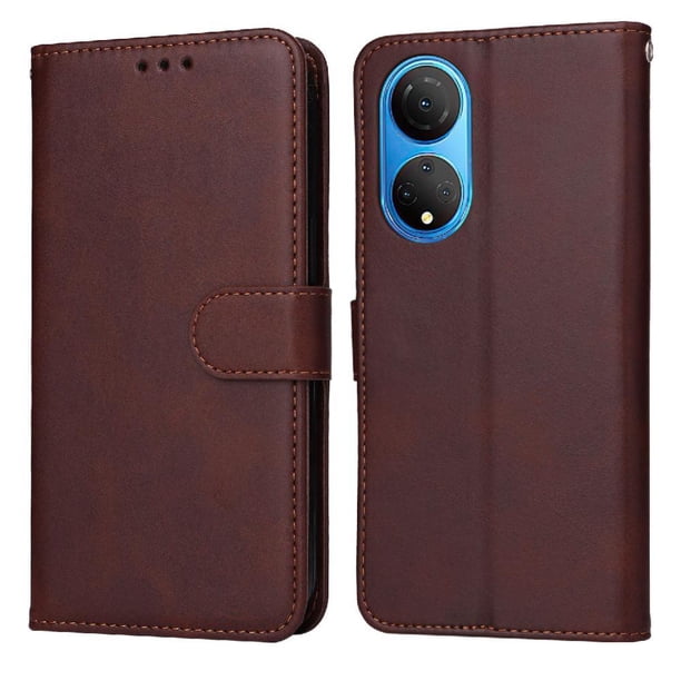 Funda Billetera para Honor X7 con Porta Tarjetas y Soporte Ajustable Marrón
