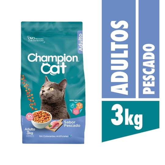 Alimento Seco Gato Adulto Sabor Pescado Bolsa 3 Kg Champion Cat