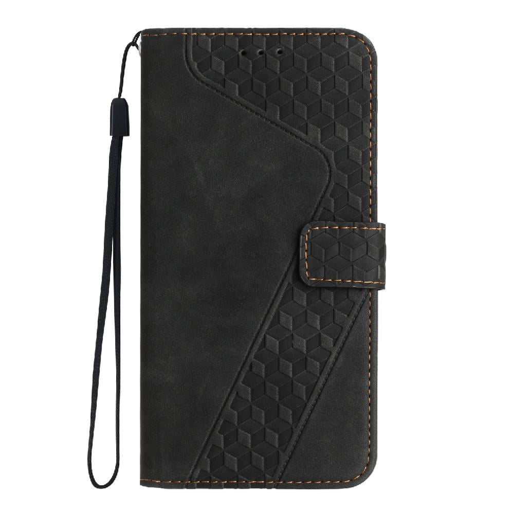 Foxdock - Funda Tipo Cartera Para Honor Play 9t 5g Con Tarjetero, Bolsillo Para Billetes, Soporte, Cierre Magnético Y Correa Para La Muñeca, Funda Tipo Folio Con Textura Geométrica Negro