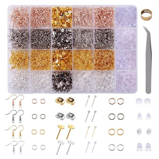 Kit De Suministros Para Hacer Pendientes De 3600 Uds., Ganchos Para Pendientes DIY, Anillos De Salto, Alfileres De Ojo