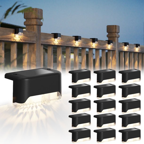 Luces solares de terraza JACKYLED, paquete de 16 unidades, impermeables, para vallas de terraza