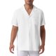 thumbnail image 5 of INSPIRE CHIC Camisas de Lino para Hombre Cuello Campamento Manga Corta Botón Abajo Camisas de Playa de Verano XL Blanco, 5 of 6