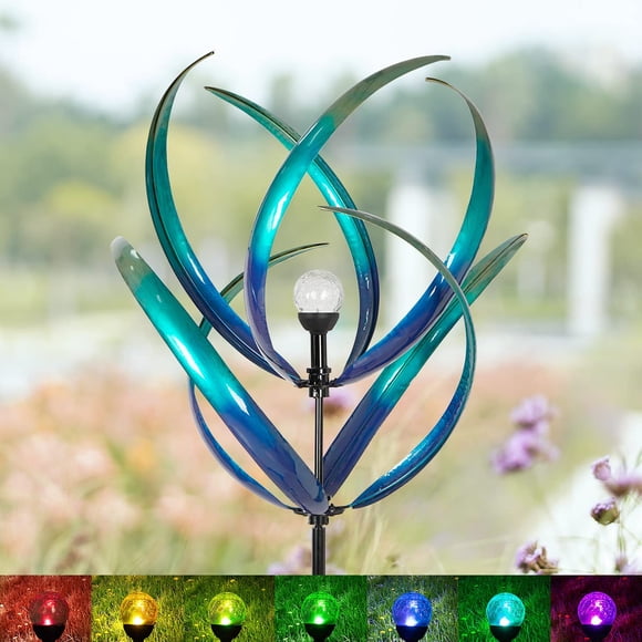Cortaviento Cyan Oasis 208 cm de metal con luz solar azul claro