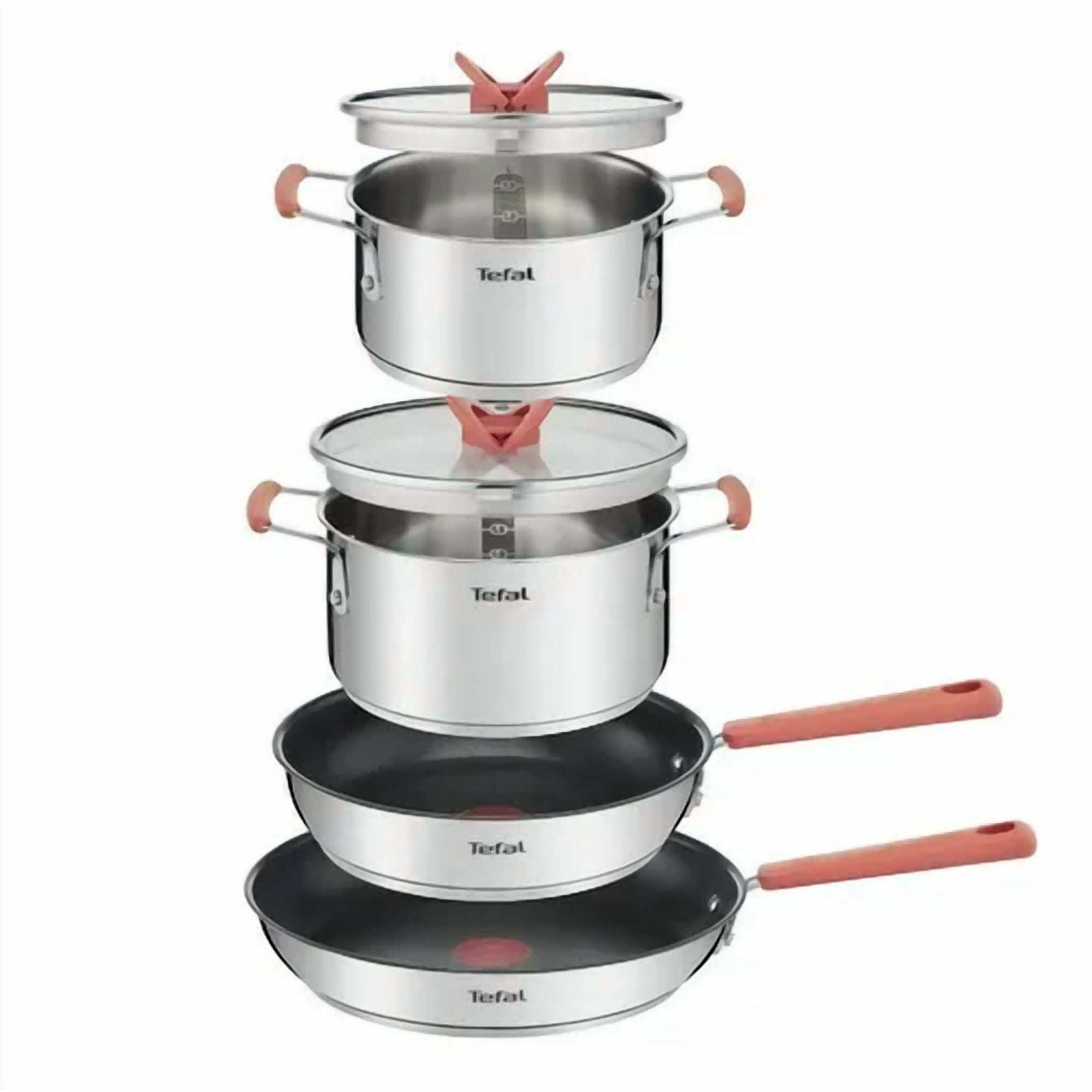 Genérico - Batería De 6 Piezas Tefal Apilable Color Plateado