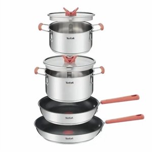 Genérico - Batería De 6 Piezas Tefal Apilable Color Plateado