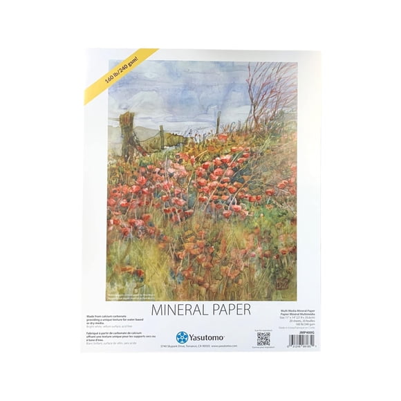 Bloc de papel mineral Yasutomo, 20 hojas, 14 x 11 pulgadas, 240 g
