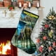 thumbnail image 1 of Watch Man Tema: Calcetines de Navidad, fino lino blanco para colgar en escaleras y chimenea, decoración navideña para el hogar, regalo de Navidad. 45cm × 32cm, 1 of 5