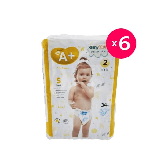 Pack Con 204 Pañales Desechables Talla S, 34 Uds C/U