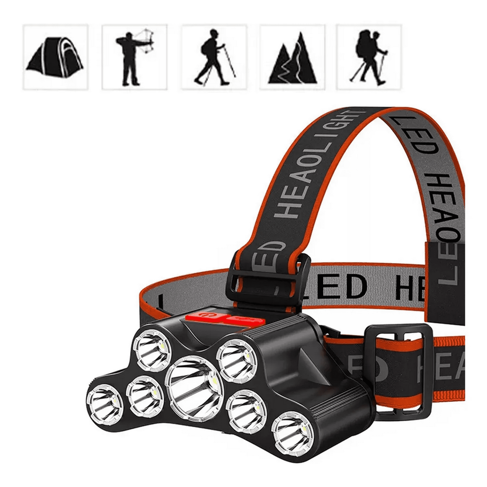 Genérico - Linterna Minero Cabeza Recargable 7 Leds Potente 2 Baterias