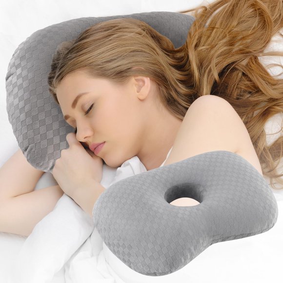 Almohada perforadora Wuronsa, cojín protector de orejas, gris claro