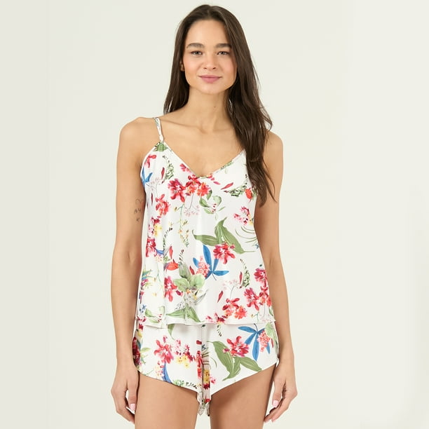 Pijama de Mujer Nieve Short Nacional Blanco Flor