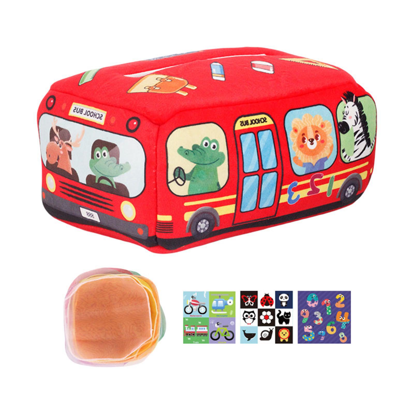 Magideal - Caja De Pañuelos Para Bebés, Caja De Pañuelos Para Bebés Sensoriales, Aprendizaje Preescolar Tejidos Sedosos Tejidos De Tracción Ocupados Juguete Sens Auto