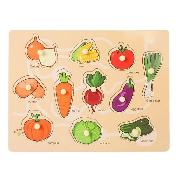 Children's Mushroom Nails Hand Grab Board Early Education Puzzle Wooden Puzzle Toys Fruit And Vegetable Cognitive Plane Puzzle Puzzle