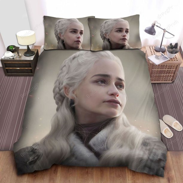 Game of Thrones Queen Daenerys Digital Cover Bedding Set Pillowcase Included3-Piece Bedding Set (1 Duvet Cover + 2 Pillow Shams)