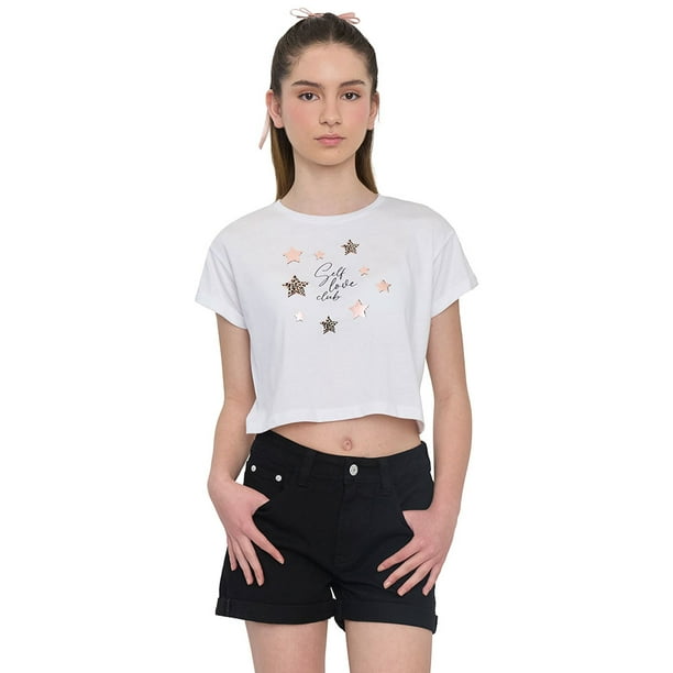 Polera Niña Teen Manga Corta Fun Blanco Corona