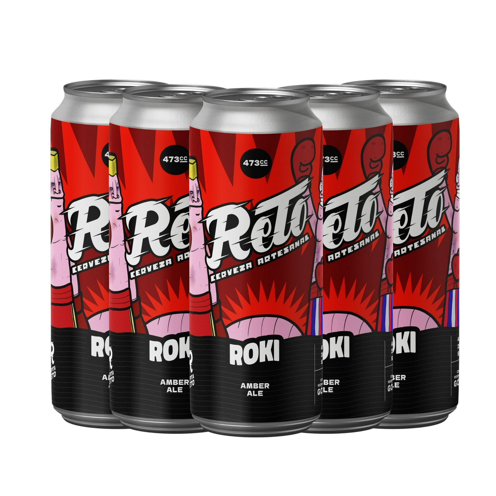 Reto - Pack X5 Cerveza Artesanal Tipo Amber Ale 5.5º Ibu 20, 473cc