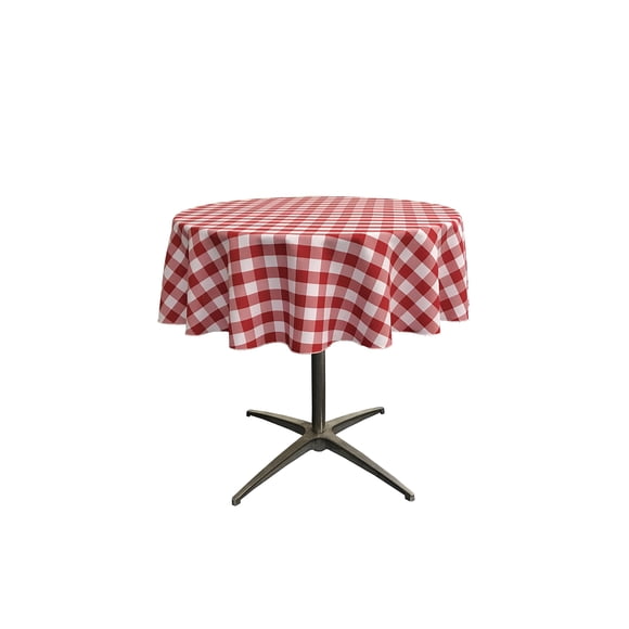 Mantel LA Linen rojo y blanco a cuadros, 130 cm, redondo