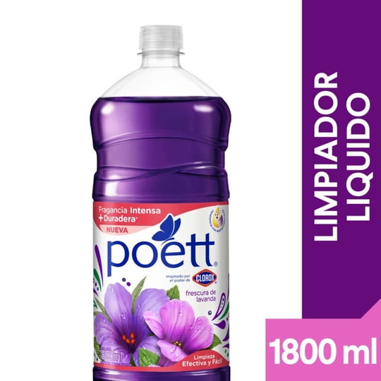 Limpiador Desinfectante De Pisos Frescura De Lavanda Botella 1.8 L Poett
