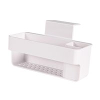 Magideal - Estante Organizador De Fregadero Con Drenaje Automático Con Ventosa Para Fregadero, Portaescobillas, Estante De Drenaje Para Almacenamiento De Cocina,