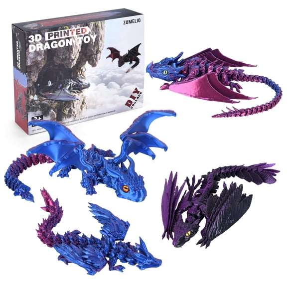 Dragón De Juguete De 4 Piezas Impreso En 3d 30 Cm Coleccionable