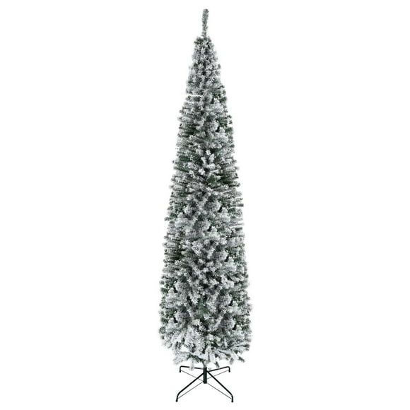 Árbol de Navidad HOMCOM cubierto de nieve de 9 pies de altura con 1014 puntas