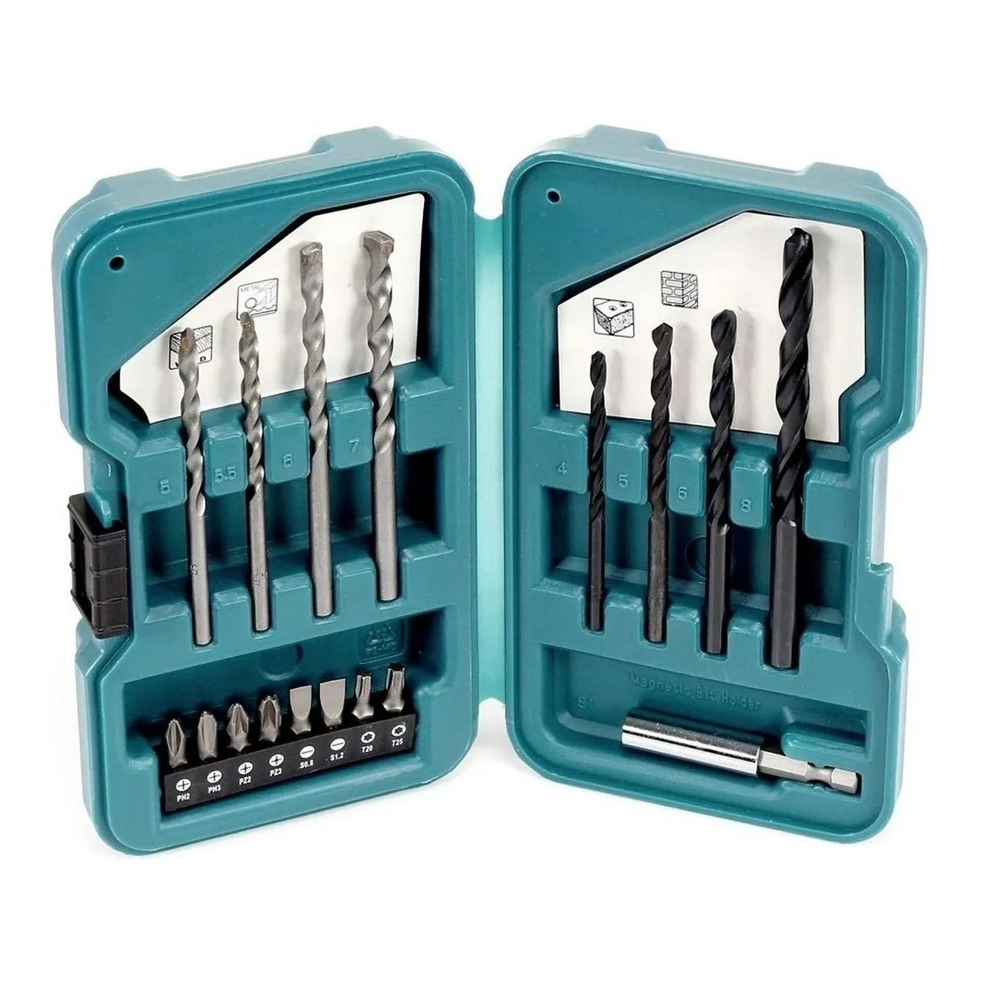 Set Puntas Brocas Madera Metal Concreto 17pcs Makita D-40216