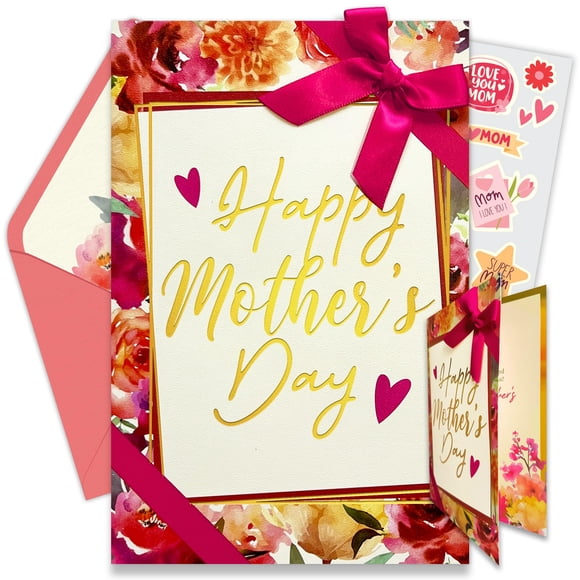 Set de tarjetas para el Día de la Madre Decorably 13 x 20 cm con foil dorado y cinta