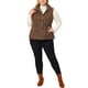 thumbnail image 2 of Agnes Orinda Chaquetas de Chaleco sin Mangas con Capucha para Mujer de Talla Grande con Cremallera, Botón y Cintura con Cordón 5X Marrón, 2 of 7