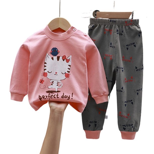 Pijama Niña Infantil Manga Larga Algodon Gatita Rosa multicolor 48
