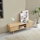 thumbnail image 1 of 55.12" Rattan TV cabinet, double sliding doors for storage, adjustable shelf, solid wood legs, TV console for living room ,natural, 1 of 3