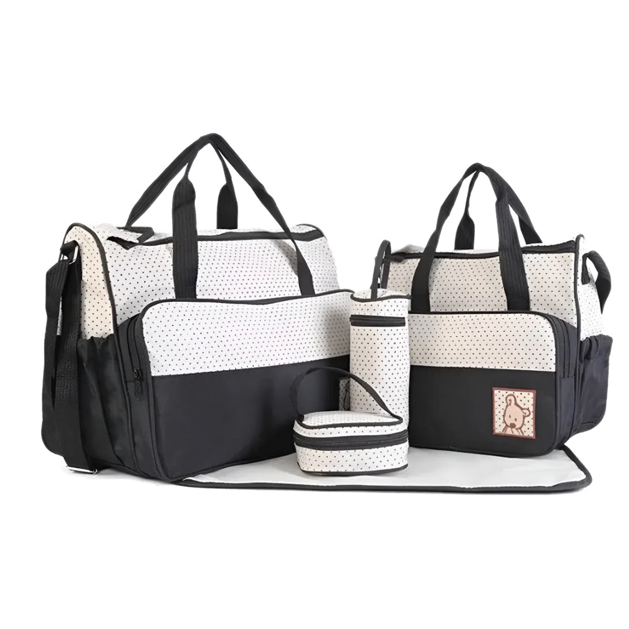 Riqui - Bolso Pañalera Maternal 5 Piezas Negro