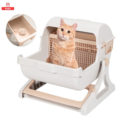 Koba - Arenero Gatos Semi-Automático Michis Baño Sanitario Grande