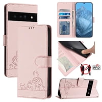 Funda Tipo Cartera Foxdock Para Google Pixel 6 Pro Con Soporte, Ranuras, Rfid, Diseño De Gato