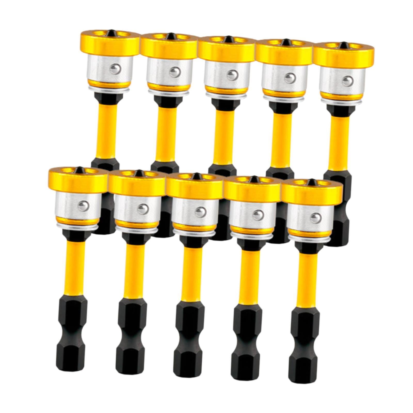 Magideal - Puntas De Destornillador De Posicionamiento, Accesorio Para Destornillador De Metal, 10 Tornillos Portátiles Para Madera, Punta Hexagonal Para Tablero Amarillo