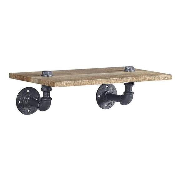 Estante Acme Brantley de madera de roble con marco de tubo de metal
