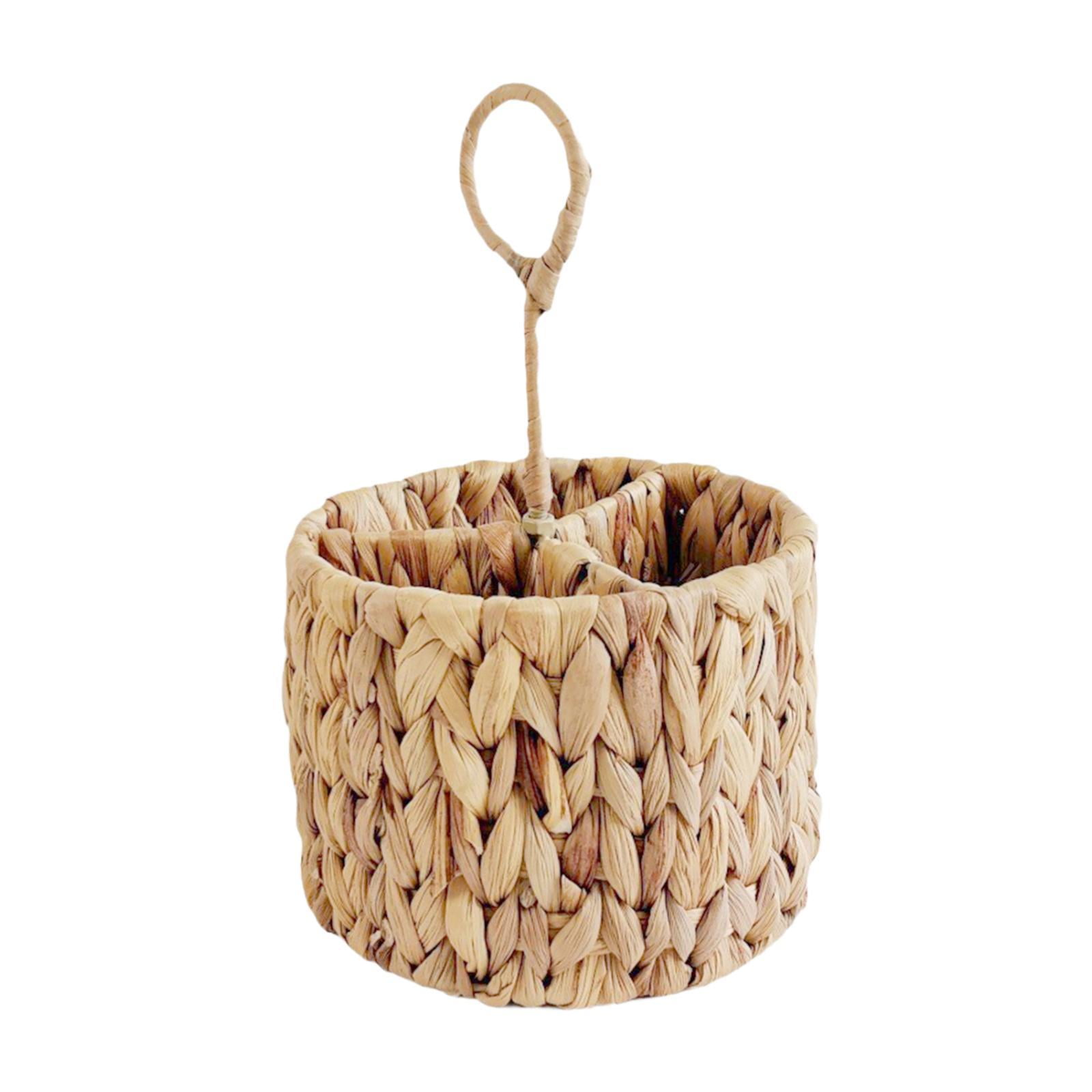 Magideal - Cesta De Mimbre Para Cubiertos, Soporte Para Cubiertos De Encimera, Tejido A Mano, Organizador De Utensilios De Cocina Versátil, Para Cucharas, Fiesta