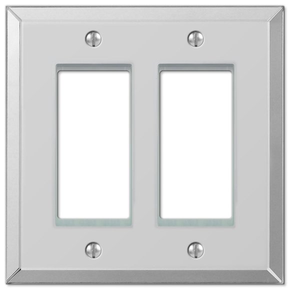 Placa de pared Amerelle Mirror para doble interruptor tipo rocker, transparente, 13 x 1 x 13 cm